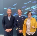 La Maire, Marie-Franoise Roger, Thierry Bihan, adjoint aux affaires maritimes accueillaient le lieutenant de vaisseau Grgoire Kerhardy